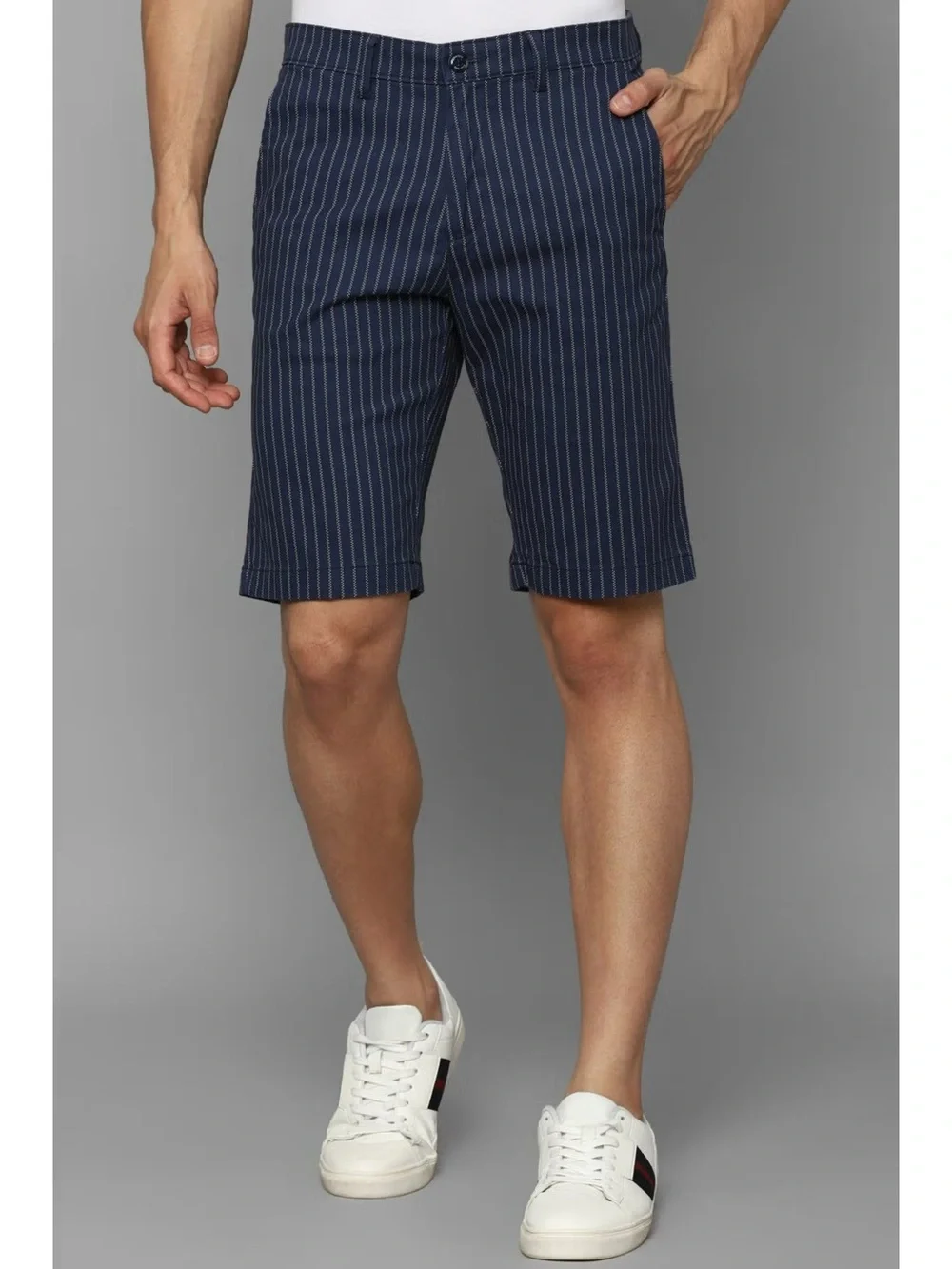Zara Man‎ Mens Navy Blue Pinstripe Drawstring Shorts Size L Summer Casual NWT